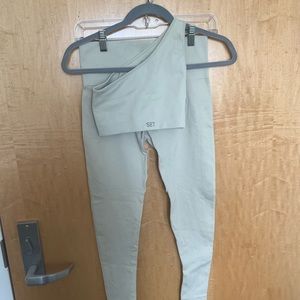 Set Active Two Piece Ribbed Workout Set — Oat Color